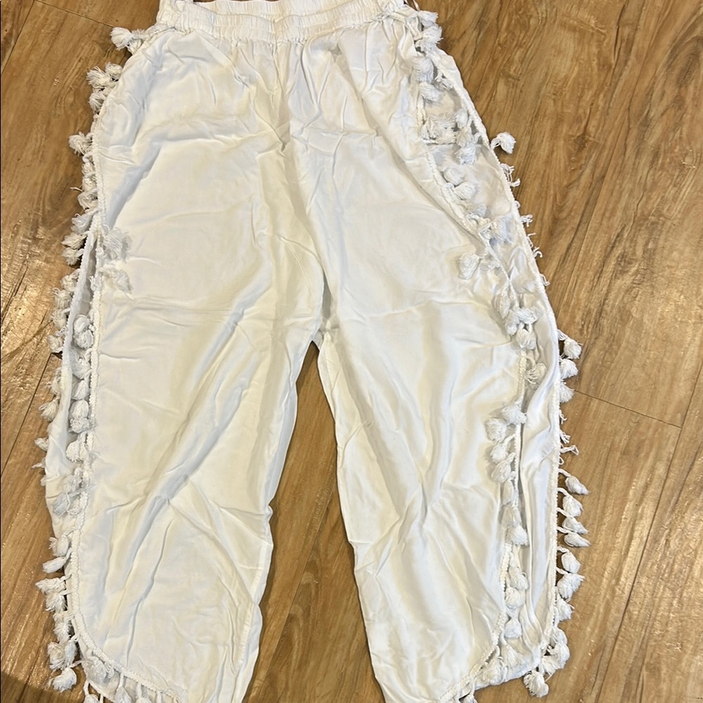 White Tassel Pant swim cover up